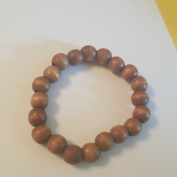 Mens Coated Brown Wooden Expansion Bracelet 8", 10mm beads New Custom Made - Picture 1 of 5